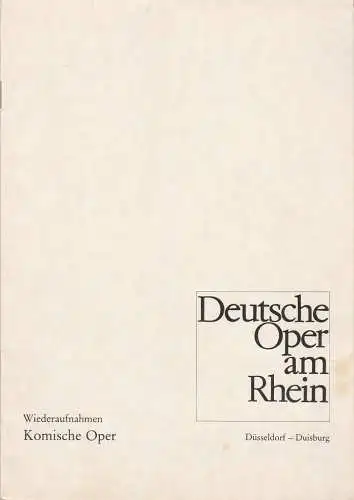 Deutsche Oper am Rhein-Theatergemeinschaft Düsseldorf-Duisburg, Grischa Barfuß, Rolf Trouwborst,  Ilka Kügler: Programmheft Gioacchino Rossini DER BARBIER VON SEVILLA Wiederaufnahme 10. November 1982 (18). 