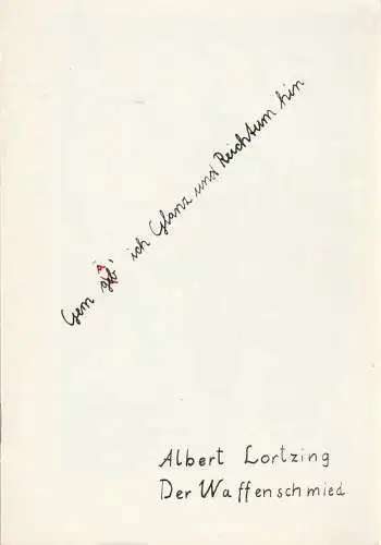 Leipziger Theater, Karl Kayser, Hans Michael Richter, Lothar Wittke, Konstantin Wendt: Programmheft Albert Lortzing DER WAFFENSCHMIED 11. November 1986 Spielzeit 1986 / 87 Heft 8 (18). 