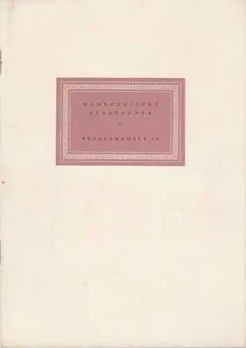 Hamburgische Staatsoper, Günther Rennert, Horst Goerges, Alfred Siercke: Programmheft Richard Strauß ELEKTRA 17. Juni 1954 Spielzeit 1953 / 54 Heft 18 (18). 