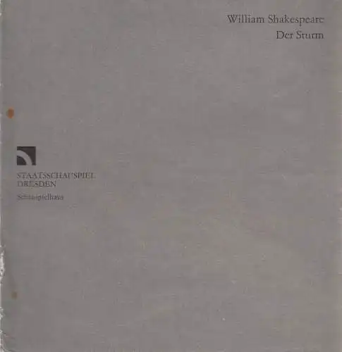 Staatsschauspiel Dresden, Gerhard Wolfram, Volkmar Spörl, Dieter Görne, Christoph Ehbets: Programmheft William Shakespeare DER STURM Premiere 5. Januar 1985 Schauspielhaus (18). 