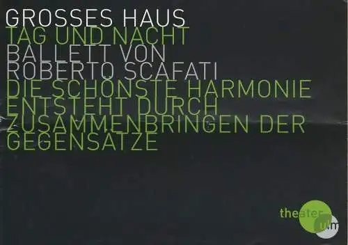 Theater Ulm, Andreas von Studnitz, Silke Meier-Künzel, Hermann Posch (Fotos): Programmheft Uraufführung TAG UND NACHT BALLETT VON ROBERTO SCAFATI Premiere 17. Februar 2011 Großes Haus Spielzeit 2010 / 2011 (18). 