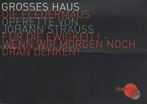 Theater Ulm, Andreas von Studnitz, Benjamin Künzel, Jochen Klenk (Fotos): Programmheft Johann Strauss DIE FLEDERMAUS Premiere 26. März 2009 Grosses Haus Spielzeit 2008 / 2009 (18). 