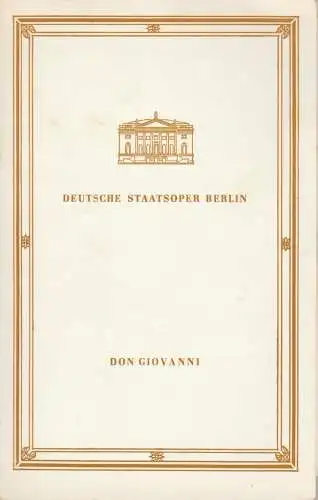 Deutsche Staatsoper Berlin, Günter Rimkus: Programmheft Wolfgang Amadeus Mozart DON GIOVANNI  9. April 1983 (18). 