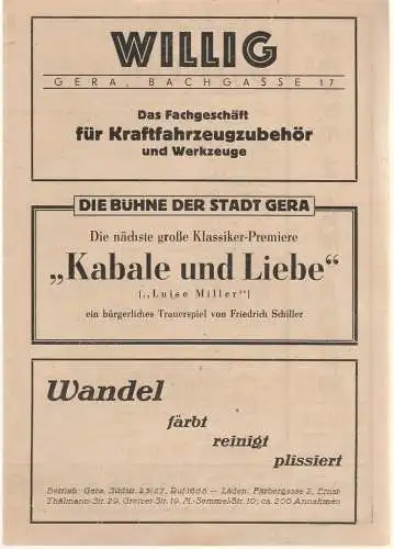 Bühne der Stadt Gera, Walter Brandt: Programmheft Franz von Suppe BOCCACCIO ca. 1946 (18). 