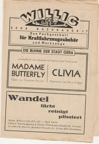 Bühne der Stadt Gera, Walter Brandt: Programmheft Maxim Gorki DIE FEINDE ca. 1946 (18). 