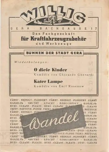 Bühnen der Stadt Gera, Walter Brandt: Programmheft Emmerich Kalmann GRÄFIN MARIZA ca. 1946 (18). 