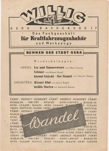 Bühnen der Stadt Gera, Walter Brandt: Programmheft Emil Rosenow KATER LAMPE ca. 1946 (18). 