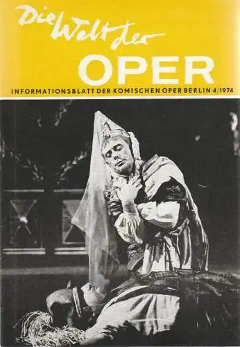Komische Oper Berlin DDR, Stephan Stompor: DIE WELT DER OPER Informationsblatt der Komischen Oper 4 / 1974 (18). 