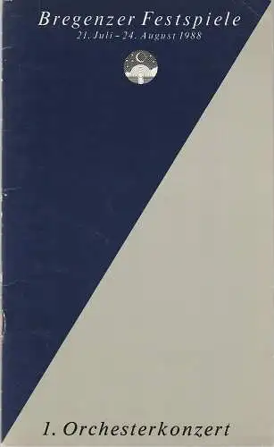 Festspielgemeinde Bregenz, Klaus Peter Kehr, Reinhold Luger: Programmheft BREGENZER FESTSPIELE 1. ORCHESTERKONZERT 26. Juli 1988 Festspielhaus (18). 
