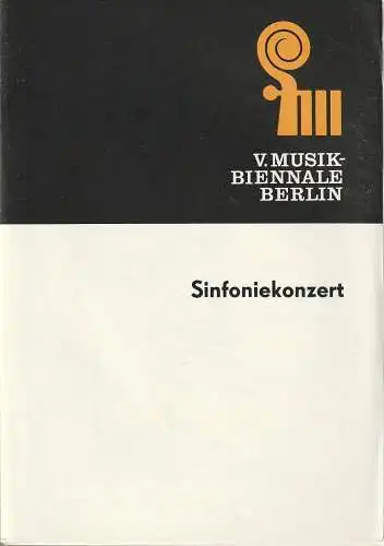 Verband der Komponisten und Musikwissenschaftler der DDR: Programmheft V. MUSIK-BIENNALE BERLIN SINFONIEKONZERT 23.Februar 1975 Deutsche Staatsoper (18). 