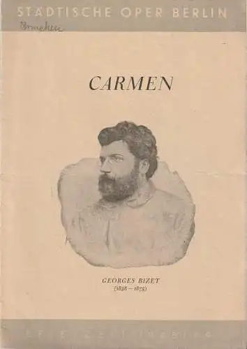 Städtische Oper Berlin: Programmheft Georges Bizet CARMEN 29. Januar 1949 (18). 
