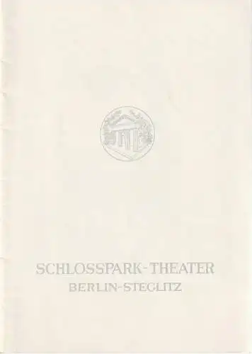 Schlosspark Theater, Boleslaw Barlog, Albert Beßler: Programmheft Friedrich Dürrenmatt DIE PHYSIKER Spielzeit 1962 / 63 Heft 110 (18). 