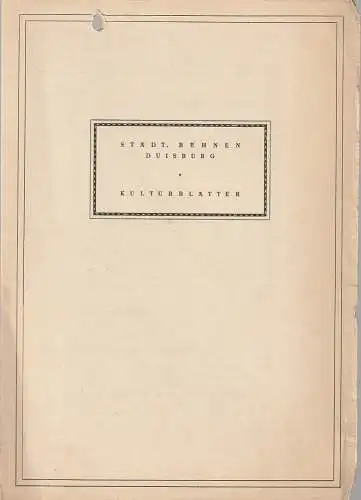 Städtische Bühnen Duisburg: Programmheft FESTLICHES KONZERT 2. Oktober 1950   Stadttheater Duisburg  Kulturblätter (18). 