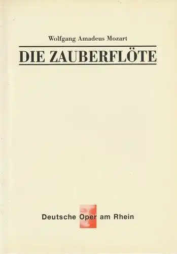 Deutsche Oper am Rhein, Theatergemeinschaft Düsseldorf-Duisburg, Tobias Richter, Werner Hellfritzsch, Vita Huber, Wiebke Hetmanek: Programmheft Wolfgang Amadeus Mozart DIE ZAUBERFLÖTE Premiere 4. Juni 1992 Opernhaus Düsseldorf (18). 