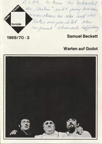Basler Theater, Komödie, R. B. Christ: Programmheft Samuel Beckett WARTEN AUF GODOT Spielzeit 1969 / 70 - 3 (18). 
