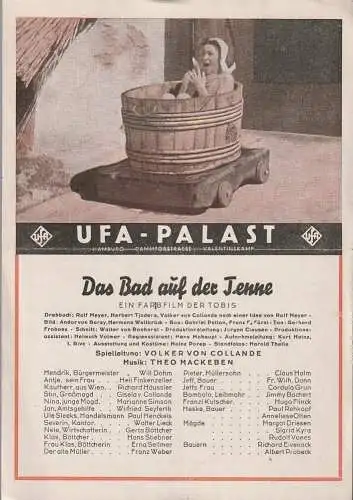UFA - PALAST Hamburg: Theaterzettel FARBFILM DER TOBIS  DAS BAD AUF DER TENNE ca. 1943 (18). 