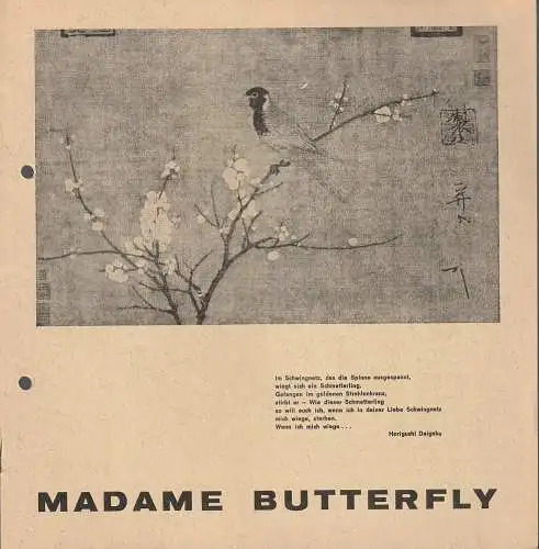 Württembergische Staatstheater Stuttgart: Programmheft Giacomo Puccini MADAME BUTTERFLY  27. Mai 1971 Großes Haus (18). 