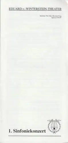 Eduard-von-Winterstein-Theater Annaberg, Hans-Hermann Krug, Michael Eccarius: Programmheft 1. SINFONIEKONZERT ORCHESTER DES EDUARD-VON-WINTERSTEIN-THEATERS  2. September 1996  Annaberg-Buchholz Spielzeit 1996 / 97 Heft 3 (18). 