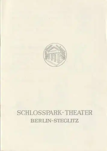 Schlosspark Theater Berlin-Steglitz, Boleslaw Barlog, Alfred Beßler: Programmheft Anton Tschechow ONKEL WANJA Spielzeit 1958 / 59 Heft 77 (18). 