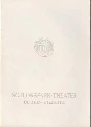 Schlosspark Theater Berlin-Steglitz, Boleslaw Barlog, Albert Beßler: Programmheft William Saroyan DIE PARISER KOMÖDIE Spielzeit 1959 / 60 Heft 88 (18). 