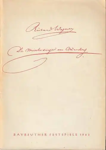 Bayreuther Festspiele, Wieland Wagner: Programmheft Richard Wagner DIE MEISTERSINGER VON NÜRNBERG Bayreuther Festspiele 1963 (18). 