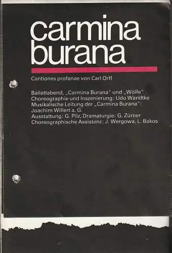 Mecklenburgisches Staatstheater Schwerin, Christoph Schroth, Gisela Zürner: Programmheft BALLETT Orff CARMINA BURANA / Varkonyi WÖLFE Premiere 7. Oktober 1985 Spielzeit 1985 / 86 (18). 