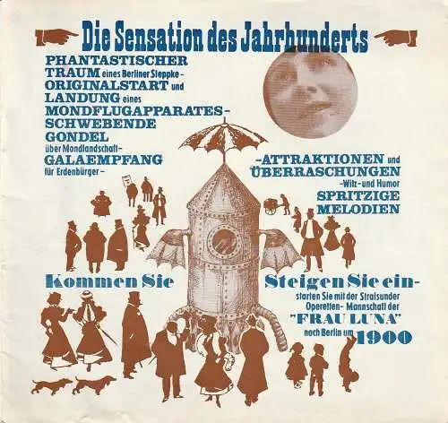 Theater Stralsund, Dieter Unruh, Joachim Giehm, Walter Böhm: Programmheft Paul Linke FRAU LUNA Premiere 25. Dezember 1977 Spielzeit 1977 / 78 (18). 