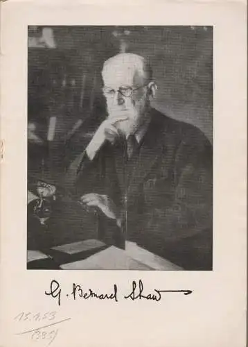 Stadttheater Zittau, Hubertus Methe: Programmheft George Bernard Shaw PYGMALION (18). 