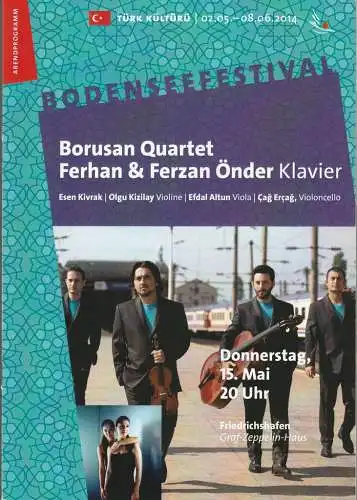 Bodenseefestival, Franz Hoben, Michael Kube, Lucia Sauter, Rita Fuhrmann: Programmheft BORUSAN QUARTET  15. Mai 2014 Friedrichshafen Graf-Zeppelin-Haus (18). 