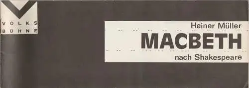 Volksbühne Berlin, Fritz Rödel, Lily Leder, Bernd Frank: Programmheft Heiner Müller MACBETH nach Shakespeare Spielzeit 1982 / 83 (18). 