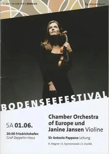 Bodenseefestival, Franz Hoben, Michael Kube, Lucia Sauter, Piktogram.eu: Programmheft CHAMBER ORCHESTRA OF EUROPE UND JANINE JANSEN 01. Juni 2019 Friedrichshafen Graf-Zeppelin-Haus (18). 