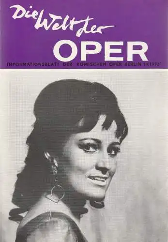 Komische Oper Berlin DDR, Stephan Stompor: DIE WELT DER OPER Informationsblatt der Komischen Oper 10 / 1973 (18). 