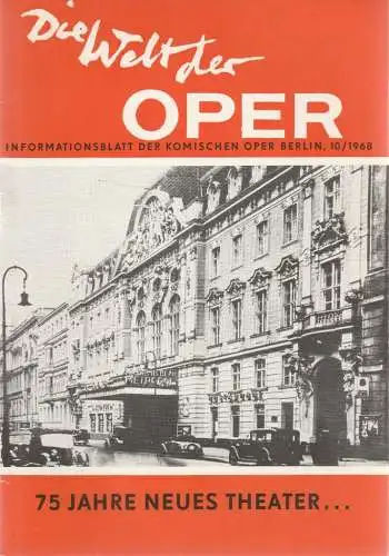 Komische Oper Berlin DDR, Stephan Stompor, Horst Seeger: DIE WELT DER OPER Informationsblatt der Komischen Oper 10 / 1968 (18). 