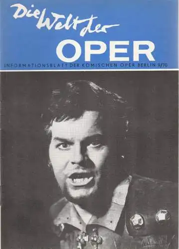 Komische Oper Berlin DDR, Stephan Stompor, Horst Seeger: DIE WELT DER OPER Informationsblatt der Komischen Oper 9 / 1970 (18). 