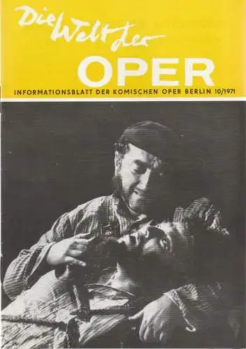 Komische Oper Berlin DDR, Stephan Stompor, Horst Seeger: DIE WELT DER OPER Informationsblatt der Komischen Oper 10 / 1971 (18). 