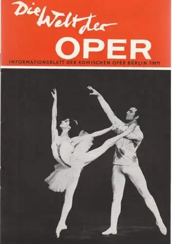Komische Oper Berlin DDR, Stephan Stompor, Horst Seeger: DIE WELT DER OPER Informationsblatt der Komischen Oper 7 / 1971 (18). 