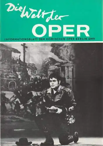 Komische Oper Berlin DDR, Stephan Stompor, Horst Seeger: DIE WELT DER OPER Informationsblatt der Komischen Oper 6 / 1971 (18). 