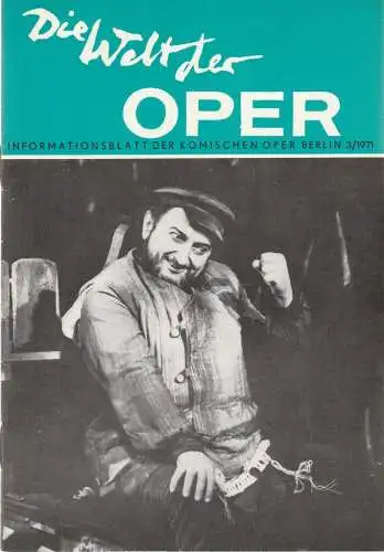 Komische Oper Berlin DDR, Stephan Stompor, Horst Seeger: DIE WELT DER OPER Informationsblatt der Komischen Oper 3 / 1971 (18). 