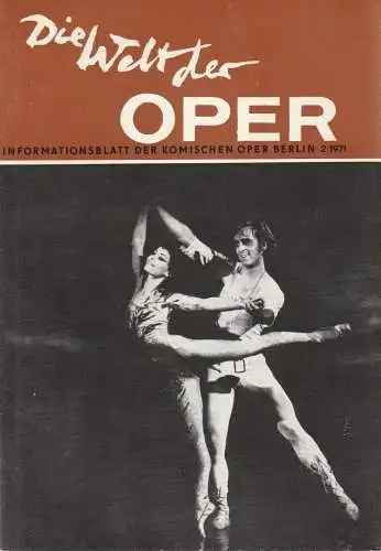 Komische Oper Berlin DDR, Stephan Stompor, Horst Seeger: DIE WELT DER OPER Informationsblatt der Komischen Oper 2 / 1971 (18). 
