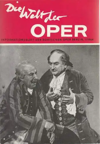 Komische Oper Berlin DDR, Horst Seeger: DIE WELT DER OPER Informationsblatt der Komischen Oper 1 / 1964 ( I / 1964 ) (18). 