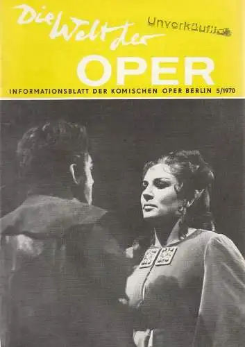 Komische Oper Berlin DDR, Horst Seeger, Martin Vogler, Stephan Stompor: DIE WELT DER OPER Informationsblatt der Komischen Oper 5 / 1970 (18). 