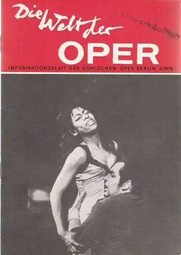 Komische Oper Berlin DDR, Horst Seeger, Martin Vogler, Stephan Stompor: DIE WELT DER OPER Informationsblatt der Komischen Oper 3 / 1970 (18). 