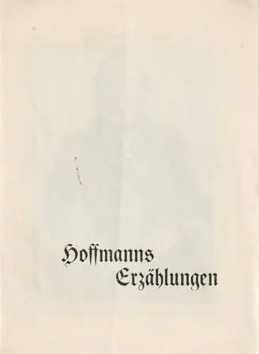 Stadttheater Zittau, Gerhart Schuffenhauer: Programmheft Jacques Offenbach HOFFMANNS ERZÄHLUNGEN Spielzeit 1960 (18). 