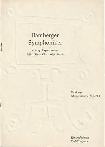 Konzertdirektion Rudolf Wylach: Programmheft BAMBERGER SYMPHONIKER 5. Meisterkonzert 20. Januar 1964 Duisburger Meisterkonzerte 1963 / 64 (18). 