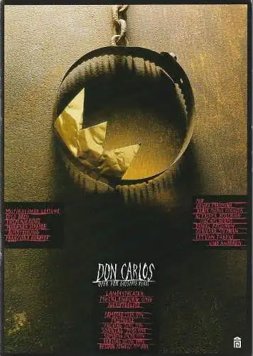 Landestheater Mecklenburg Neustrelitz, Manfred Straube, Manfred Bachmayer. Richard Bletschacher, Martha Handlos: Programmheft Giuseppe Verdi DON CARLOS Premiere 21. Mai 1994 Spielzeit 1993 / 94 (18). 