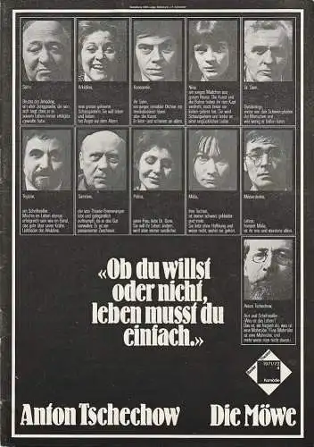 Basler Theater, Hermann Beil, Hans J. Ammann, Luis Bollinger: Programmheft Anton Tschechow DIE MÖWE Premiere 10. Dezember 1971 Spielzeit 1971 / 72 Heft 4 (18). 