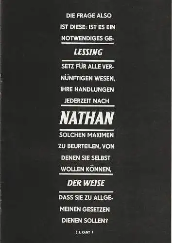 Eduard-von-Winterstein-Theater Annaberg, Peter Löpelt, Gerald Kretzschmar, Siegfried Gärtner: Programmheft Gotthold Ephraim Lessing NATHAN DER WEISE Spielzeit 1987 / 88 Heft 16 (18). 