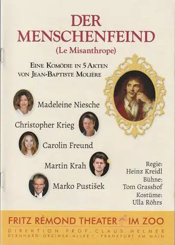 Fritz Remond Theater im Zoo, Claus Helmer, Katrin Laier: Programmheft Jean-Baptiste Moliere DER MENSCHENFEIND Spielzeit 2022 / 23 (18). 