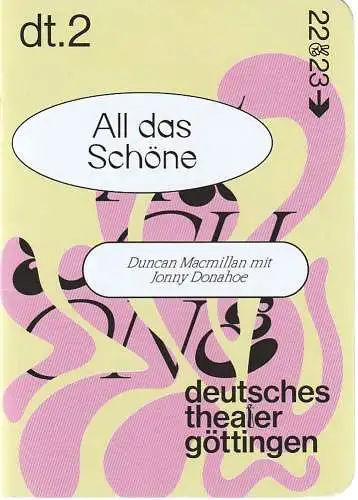 Deutsches Theater Göttingen, Erich Sidler, Sarah Lena Tzscheppan, Thomas Müller ( Probenfotos ): Programmheft Macmillan / Donahoe ALL DAS SCHÖNE Premiere 26. November 2022 Spielzeit 2022 / 23 975 (18). 