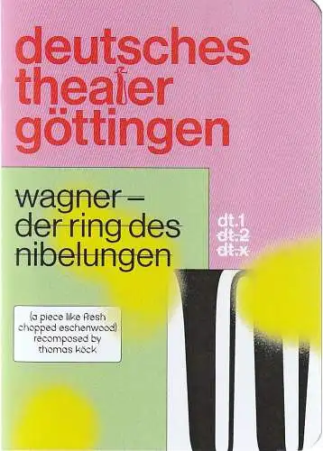 Deutsches Theater Göttingen, Erich Sidler, Matthias Heid: Programmheft WAGNER - DER RING DES NIBELUNGEN ( A PIECE LIKE FRESH CHOPPED ESCHENWOOD ) RECOMPOSED BY THOMAS KÖCK Premiere 29. Januar 2022 Spielzeit 2021 / 22 962 (18). 